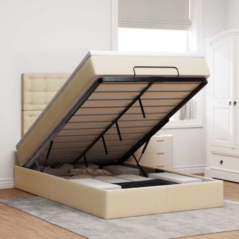 vidaXL Cadre de lit ottoman avec matelas crème 120x190 cm tissu (1/5)