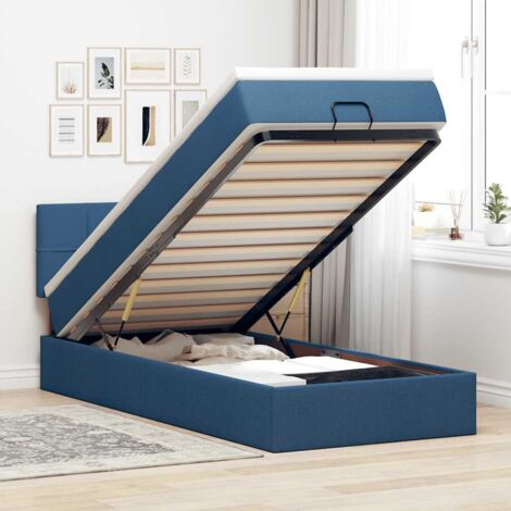Cadre de lit ottoman avec matelas bleu 90x190 cm tissu vidaXL (1/5)
