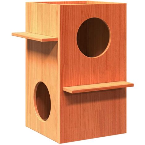 Maison pour chat cire marron 43x43x60 cm bois de pin massif vidaXL