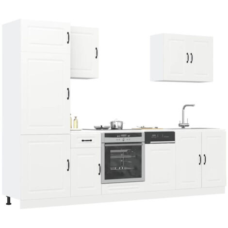 Vidaxl – Ensemble d'armoires de cuisine 7 pièces – Bois d'ingénierie blanc – Compartiments spacieux – Pieds réglables pour un agencement optimal (1/5)