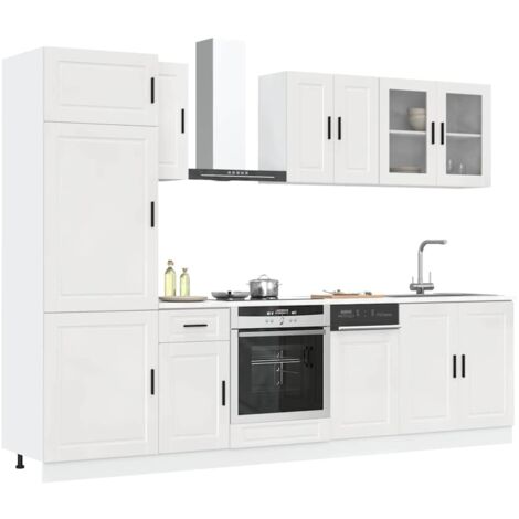 Ensemble de 8 meubles de cuisine "Porto" en bois d'ingénierie blanc brillant vidaXL (1/5)