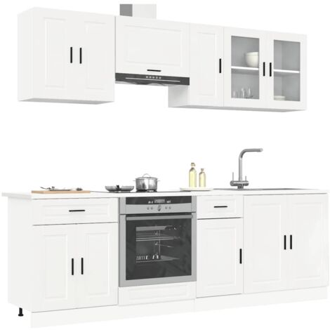 vidaXL Ensemble d'armoires de cuisine 8 pcs Kalmar blanc brillant