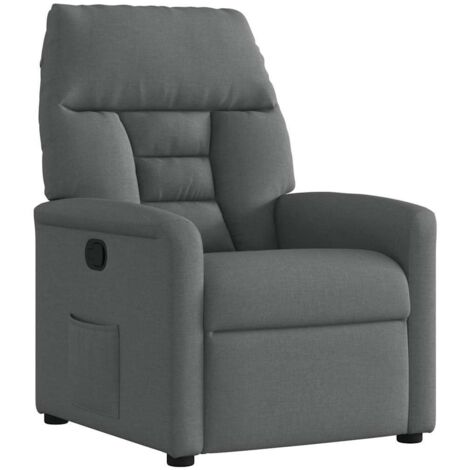 Vidaxl – Fauteuil relax inclinable en tissu gris foncé – Inclinaison manuelle 135° – Large accoudoirs rembourrés – Dimensions assise 72x90x99 cm (1/5)