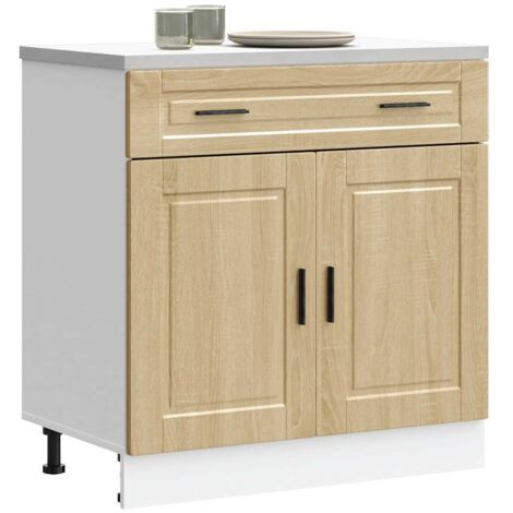 Vidaxl – Armoire de cuisine chêne sonoma bois d'ingénierie – Dimensions 80x46x81,5 cm – Avec pieds réglables – Grand espace de rangement (1/5)