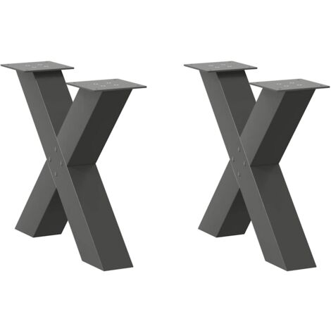 Pieds de table basse en forme de X, 2 pièces, anthracite, 50 x (42-43) cm, acier vidaXL