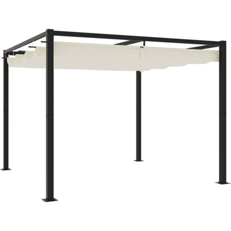 Tonnelle de jardin avec toit rétractable crème 3x3 m acier vidaXL