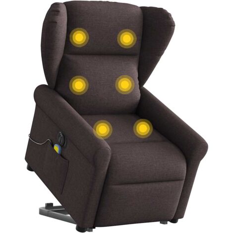 vidaXL Fauteuil inclinable de massage électrique Marron foncé Tissu