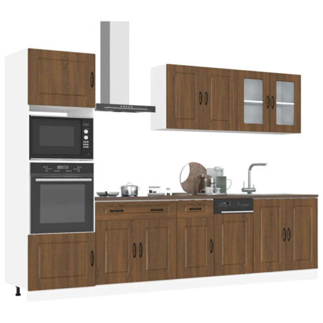 Vidaxl – Ensemble d'armoires de cuisine 7 pcs – Bois d'ingénierie résistant à l'humidité – Compartiments spacieux – Pieds réglables pour agencement optimal