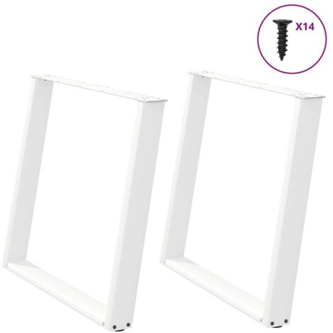 Pieds de table à manger en U 2 pièces Blanc 100 x (72-73) cm Acier vidaXL