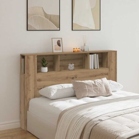 Vidaxl – Tête de lit chêne artisanal 160x18,5x103,5 cm – 5 compartiments de rangement – Bois d'ingénierie – Design compact pour espaces restreints