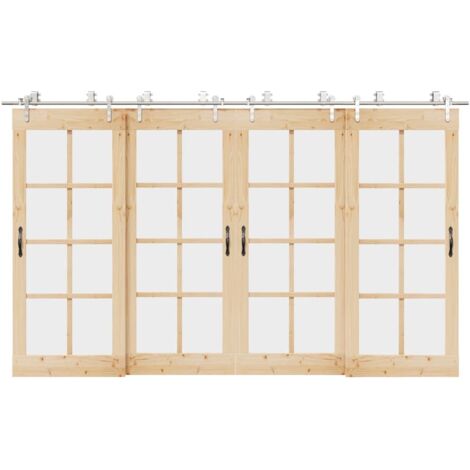 Kit fixation porte coulissante 366 cm Acier inoxydable Argenté vidaXL