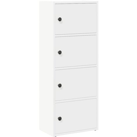 Vidaxl – Bibliothèque blanche 40x24x102 cm en bois d'ingénierie – 2 étagères – Porte flexible – Résistante à l'humidité et à la déformation