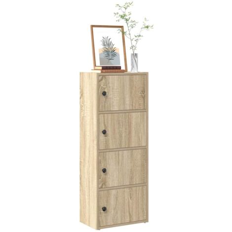 Vidaxl – Bibliothèque chêne sonoma 40x24x102 cm bois d'ingénierie – 5 étagères – Porte flexible – Résistante à l'humidité et déformation