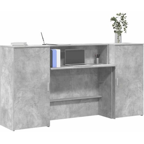 Bureau de réception gris béton 200x50x103,5cm bois d'ingénierie vidaXL