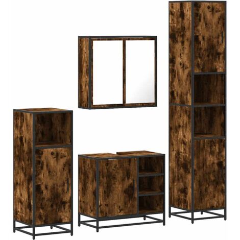 Ensemble meubles salle de bain 4 pcs chêne fumé bois ingénierie vidaXL (1/5)