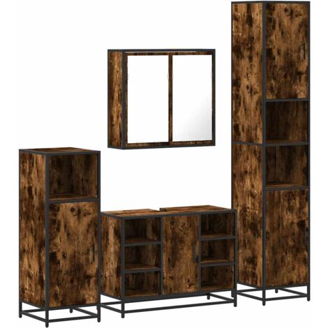 Ensemble meubles salle de bain 4 pcs chêne fumé bois ingénierie vidaXL (1/5)