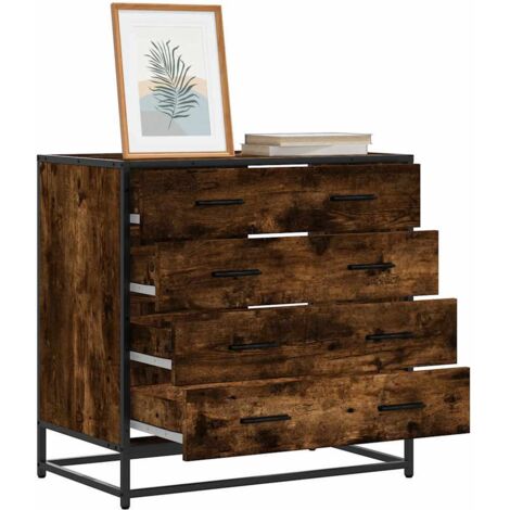 vidaXL Commode chêne fumé 70x41x70 cm bois d'ingénierie (1/5)