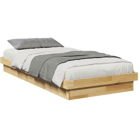 Cadre de lit sans matelas 75x190 cm bois massif de chêne vidaXL
