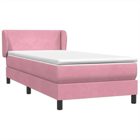 Sommier à lattes de lit avec matelas rose 90x220 cm velours vidaXL
