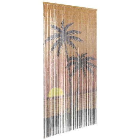 Vidaxl – Rideau anti-insectes en bambou 100x220 cm – Impression palmiers – Barrière efficace contre mouches et moustiques – Installation facile