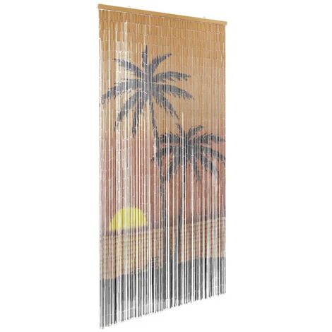VidaXL Rideau anti-insectes imprimé palmier 100x200 cm bambou