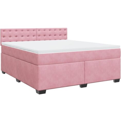 Sommier à lattes de lit avec matelas Rose 180x200 cm Velours vidaXL (1/5)