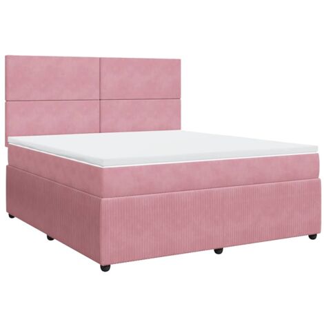 Sommier à lattes de lit avec matelas Rose 180x200 cm Velours vidaXL (1/5)