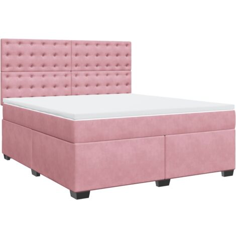 Sommier à lattes de lit avec matelas Rose 180x200 cm Velours vidaXL (1/5)