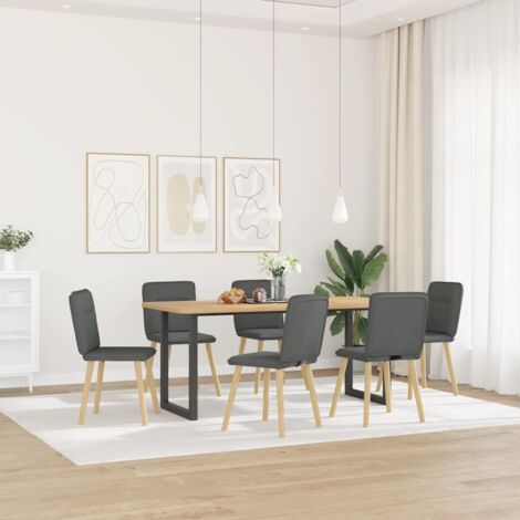vidaXL Chaises à manger lot de 6 gris foncé tissu (1/5)