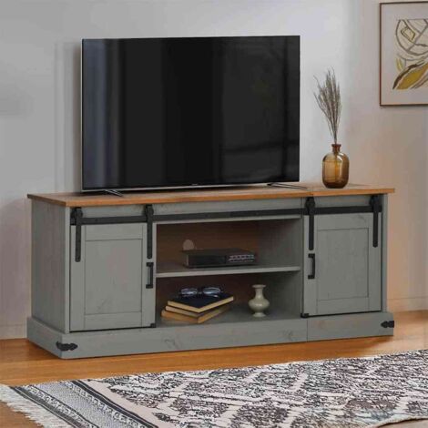 Meuble TV HALDEN 2 portes coulissantes gris 150x40x60 cm vidaXL (1/5)