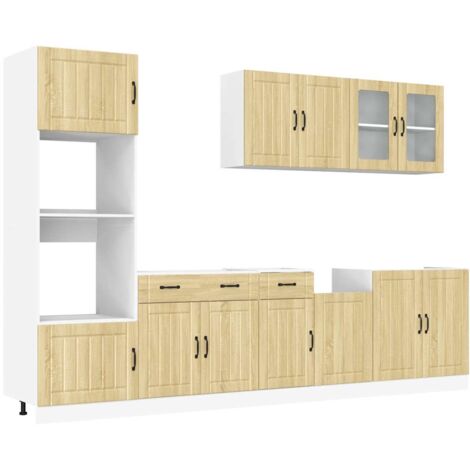Vidaxl – Ensemble de 7 meubles de cuisine Lucca – Chêne Sonoma – Bois d'ingénierie – Pieds réglables – Grand espace de rangement (1/6)