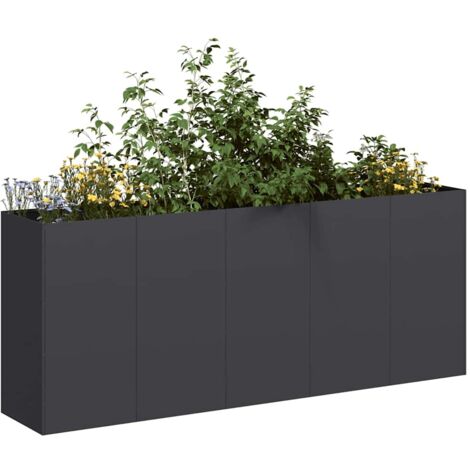 Vidaxl – Jardinière en acier laminé à froid 200x40x80 cm – Fond ouvert pour drainage – Idéal pour plantes et légumes – Assemblage requis