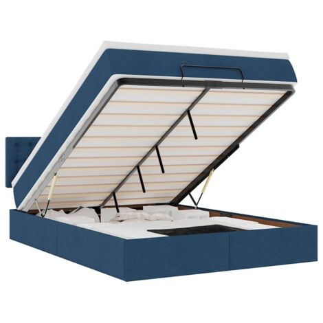 Lit ottoman avec matelas et LED bleu 140x190 cm tissu vidaXL (1/5)