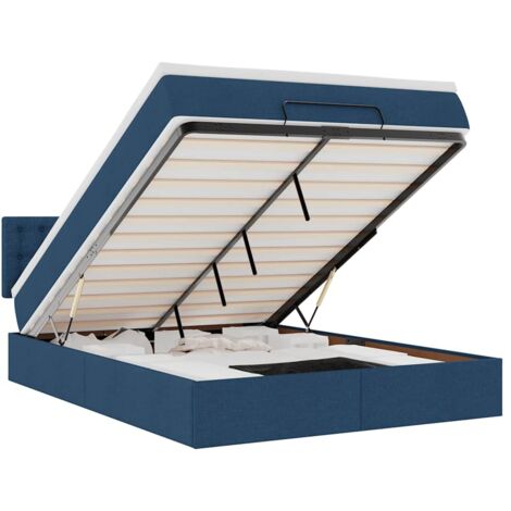 Lit ottoman avec matelas bleu 140x190 cm tissu vidaXL (1/5)