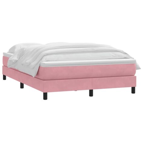 Sommier à lattes de lit avec matelas rose 140x210 cm velours vidaXL (1/5)