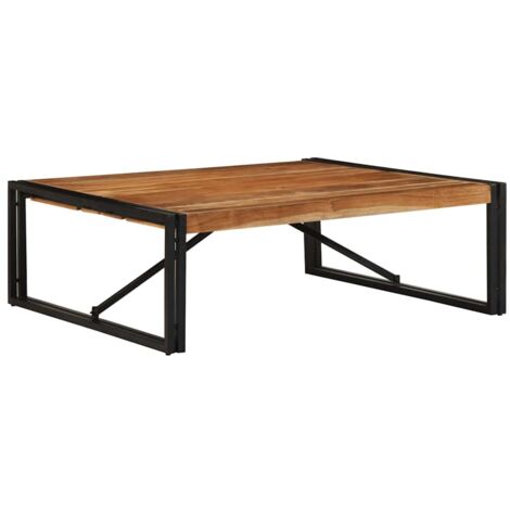 Vidaxl – Table basse carrée 100x100x35 cm en bois d'acacia massif – Résistante aux intempéries – Cadre en fer enduit de poudre – Charge max 75 kg (1/5)
