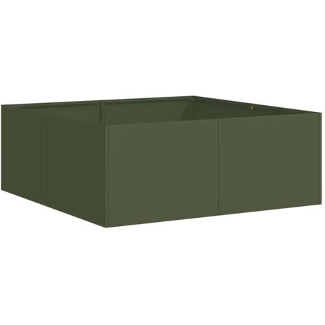 Jardinière vert olive 80x80x30 cm acier vidaXL