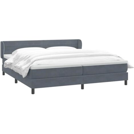 Sommier à lattes de lit et matelas gris foncé 180x210cm velours vidaXL