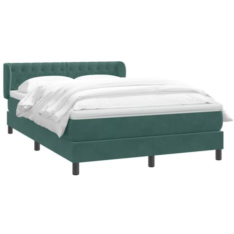Sommier à lattes de lit et matelas vert foncé 160x220cm velours vidaXL