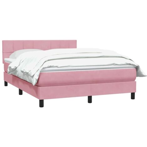 Sommier à lattes de lit avec matelas rose 140x210 cm velours vidaXL