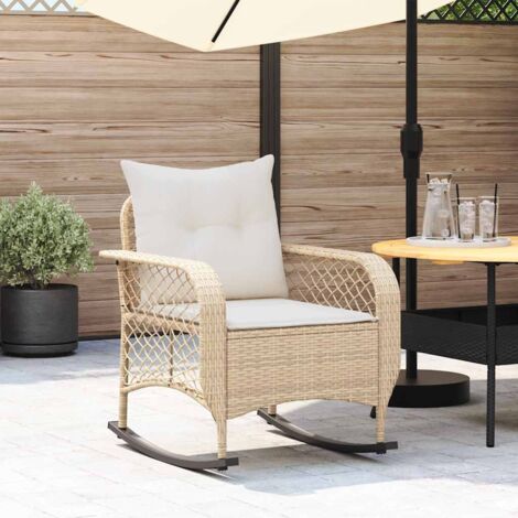 Chaise à bascule de jardin avec coussins beige résine tressée vidaXL