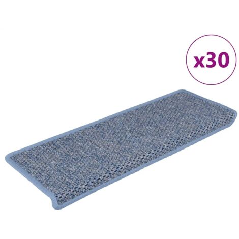 Tapis d'escalier autocollants 30 pcs 65x21x4 cm bleu vidaXL