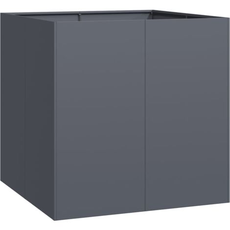 Vidaxl – Jardinière anthracite 80x80x80 cm en acier laminé à froid – Bac à fleurs avec fond ouvert pour drainage – Stabilité renforcée (1/5)