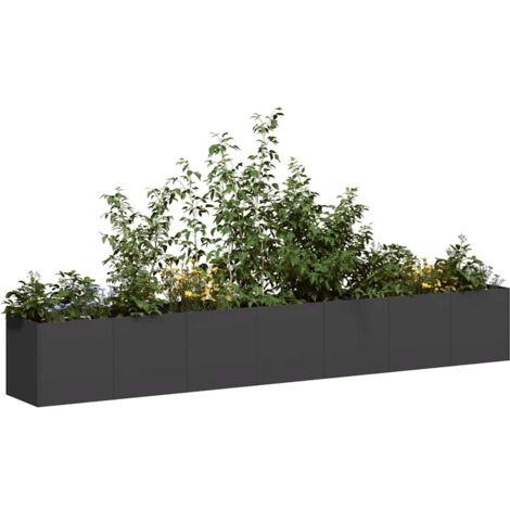 Vidaxl – Jardinière en acier laminé à froid 280x40x40 cm – Fond ouvert pour drainage efficace – Design moderne pour balcons et patios