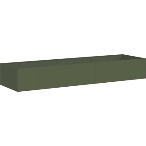 Jardinière vert olive 280x80x40 cm acier vidaXL (1/5)