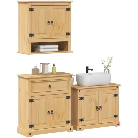 Ensemble de meubles salle de bain 3 pcs Corona bois pin massif vidaXL (1/5)