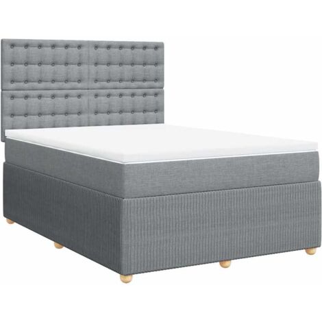 Sommier à lattes de lit avec matelas Gris clair 160x200cm Tissu vidaXL
