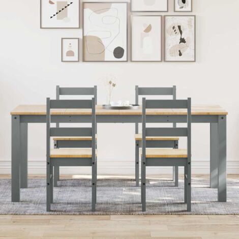 Ensemble à manger Panama 5 pcs gris bois de pin massif vidaXL (1/5)