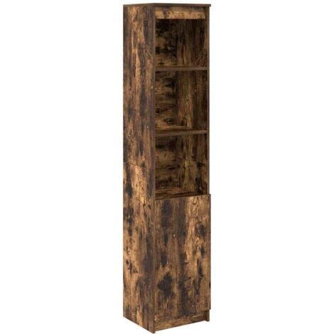Buffet haut chêne fumé 37,5x35x180 cm bois d'ingénierie vidaXL