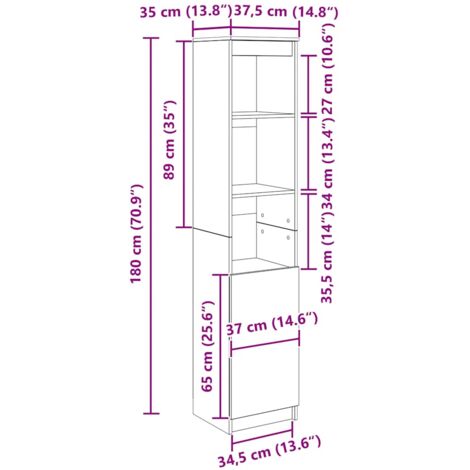 Buffet haut chêne fumé 37,5x35x180 cm bois d'ingénierie vidaXL
